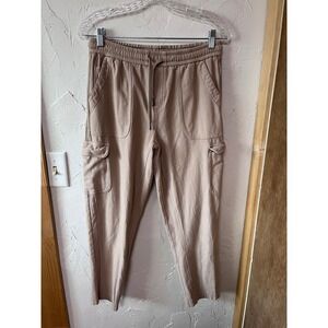 Athleta Parallon Cargo Cropped Pants Beige Women's Size 2 Drawstring Waist‎
